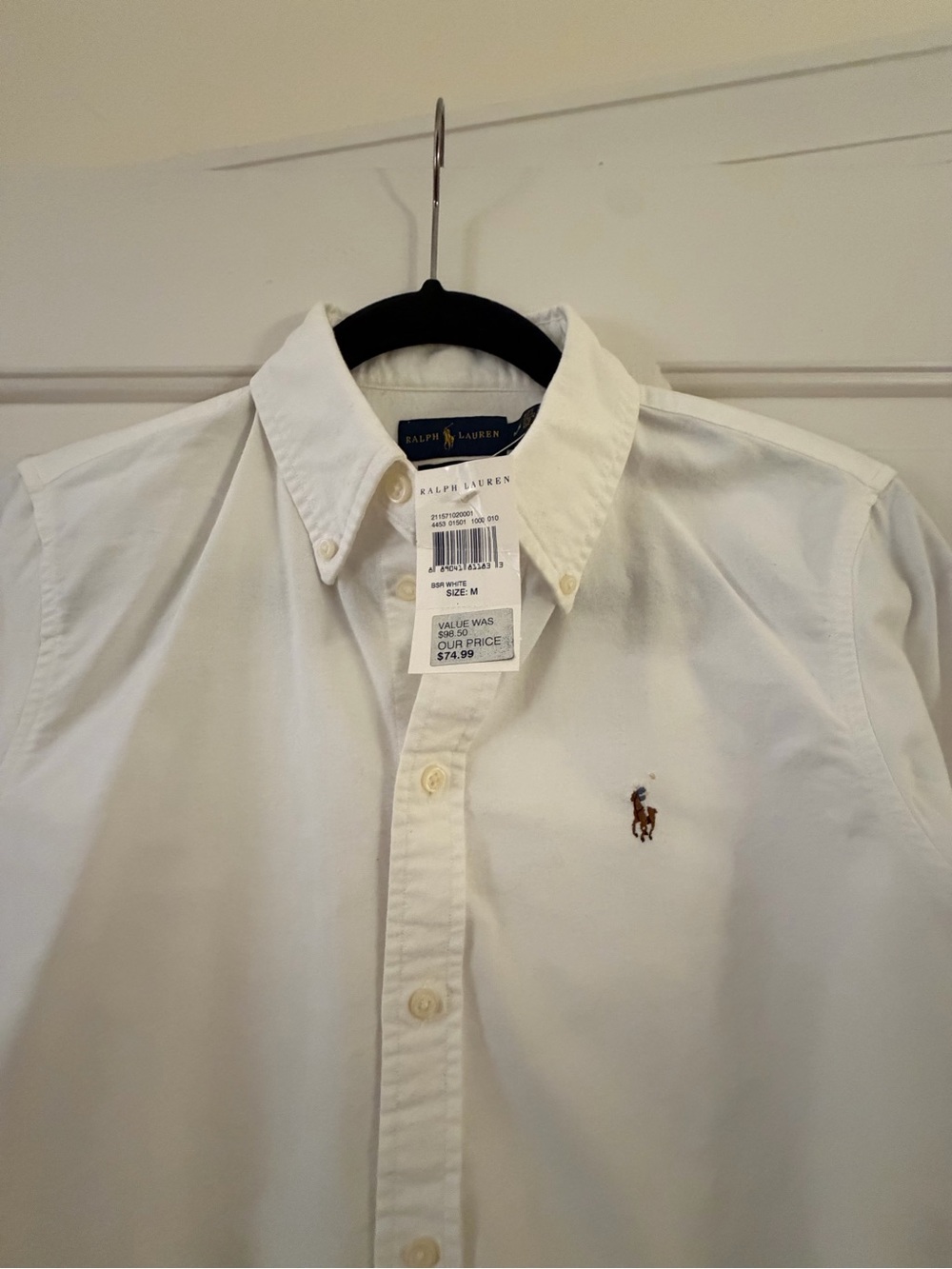 Ralph Lauren White Button-Down Shirt with Embroidered Pony